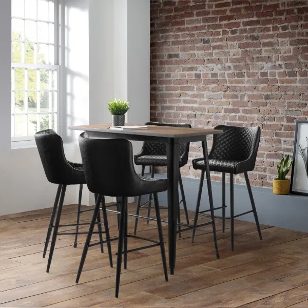 Julian Bowen Black Luxe Faux Leather Barstool