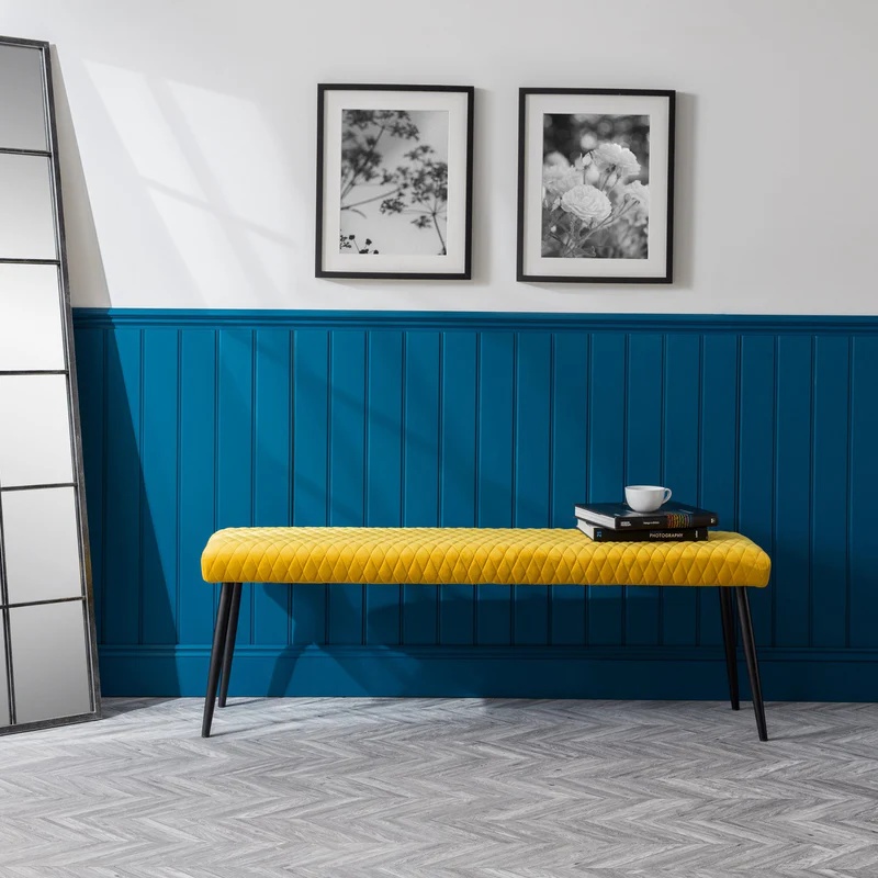 Julian Bowen Black Luxe Low Bench - Mustard