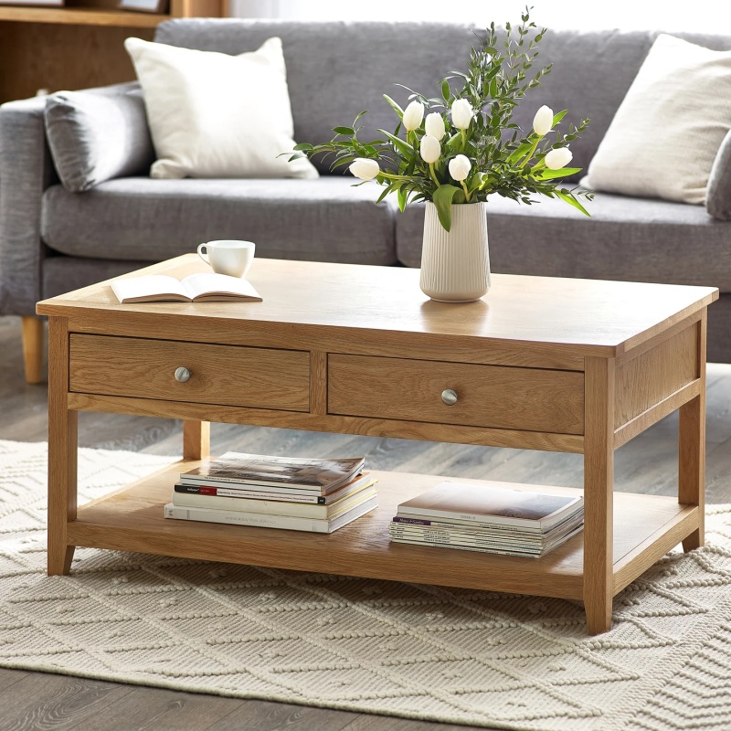 Julian Bowen Julian Bowen Mallory Coffee Table With 2 Drawers - Brown