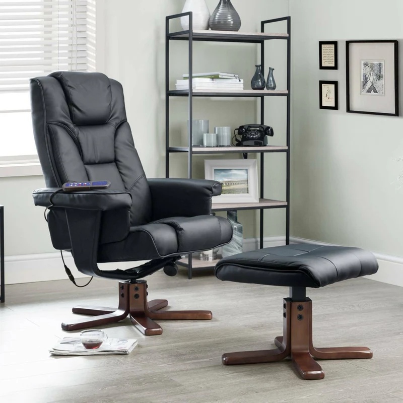 Julian Bowen Malmo Massage Recliner & Stool - Black