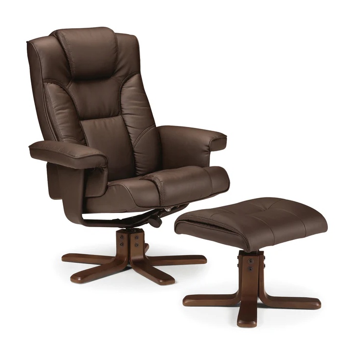 Julian Bowen Malmo Swivel Recliner & Stool Brown