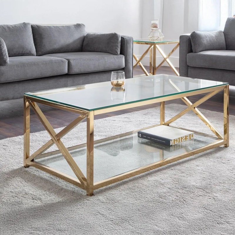 Julian Bowen Gold Miami Rectangular Coffee Table