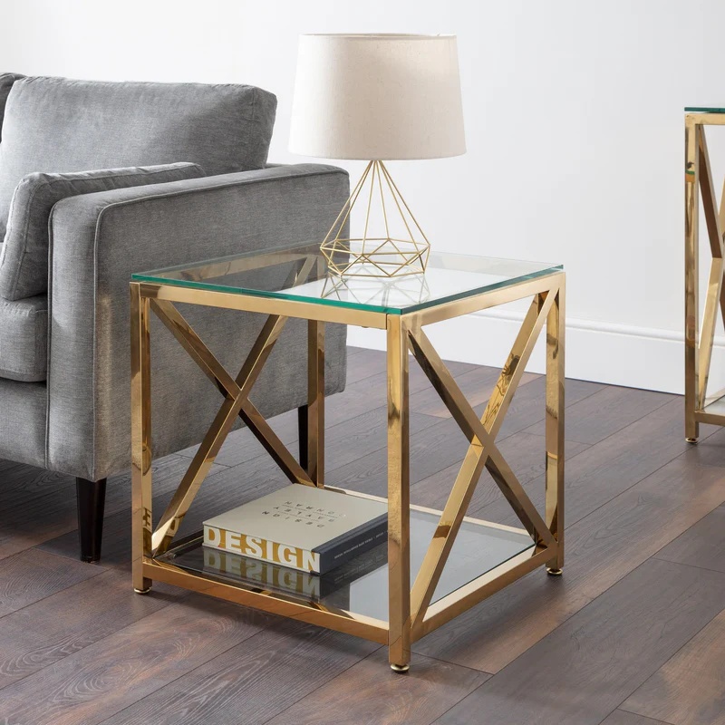 Julian Bowen Gold Miami Square Lamp Table