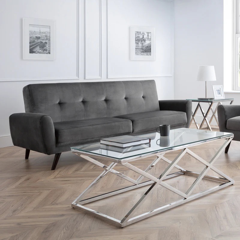 Julian Bowen Monza 3 Seater Sofa - Dark Grey Velvet
