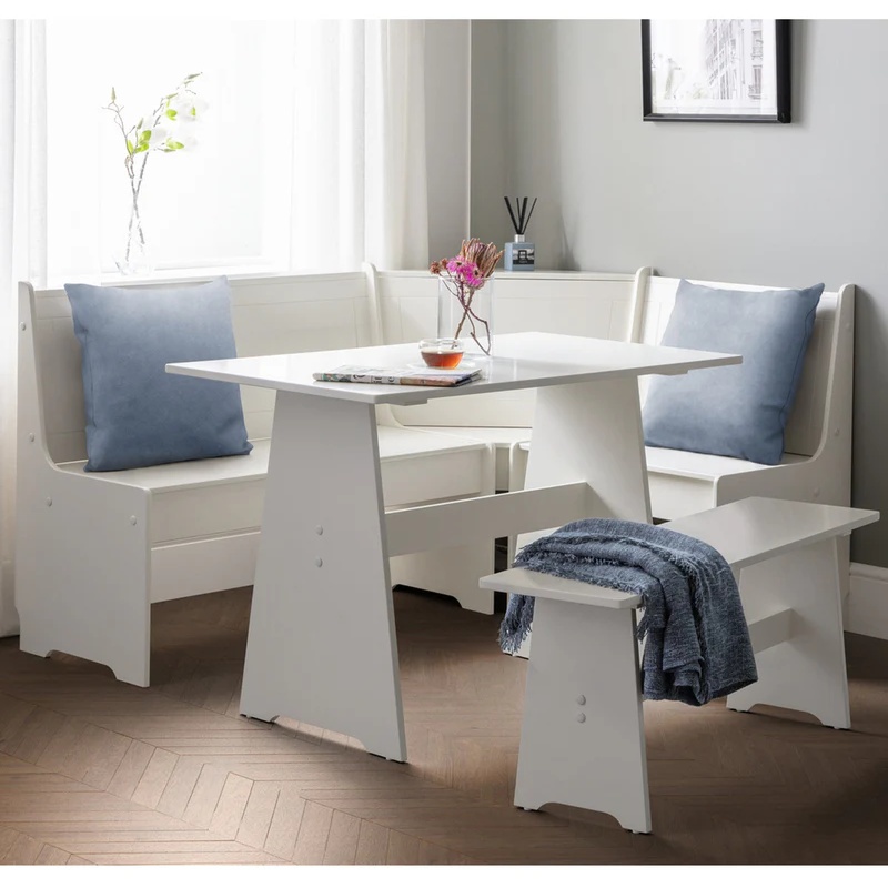 Julian Bowen Newport Corner Dining Set With Storage Bench - Surf White