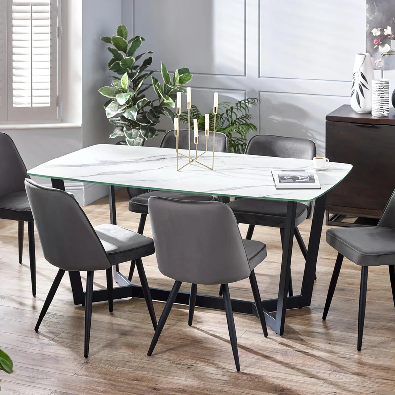 Julian Bowen White Olympus Dining Table - Marble