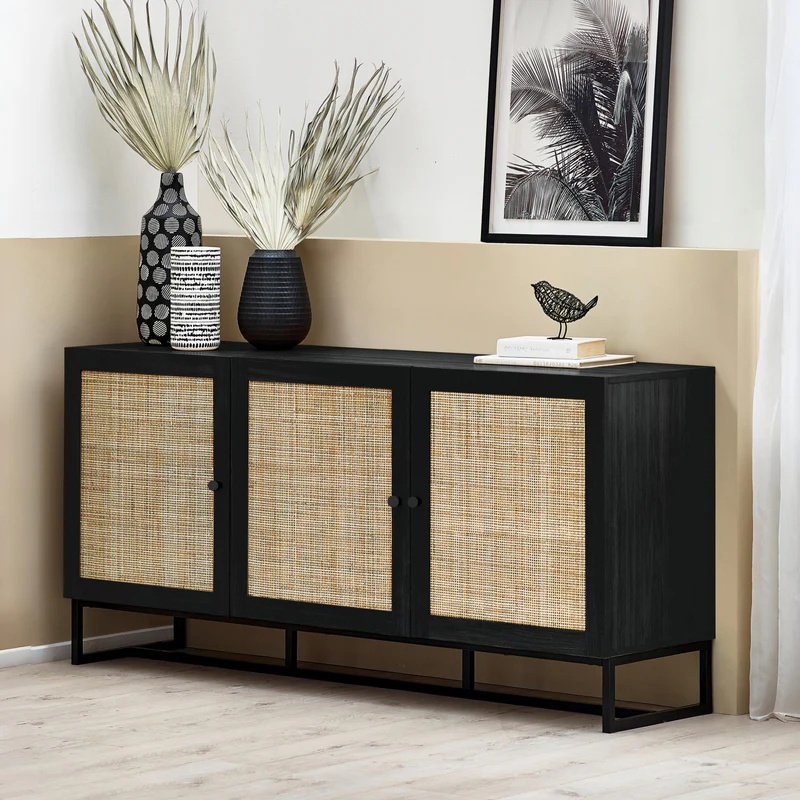 Julian Bowen Black Padstow Sideboard