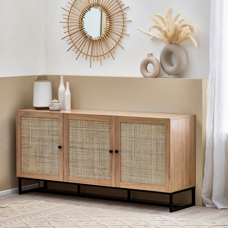 Julian Bowen Black Padstow Sideboard - Oak