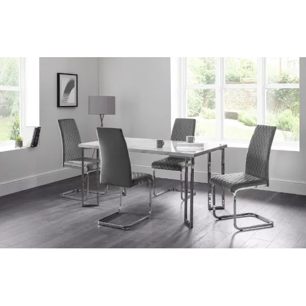 Julian Bowen Positano Dining Table - Marble And Chrome