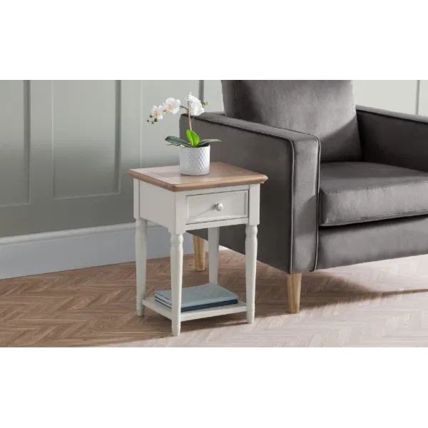 Julian Bowen Grey Provence 1 Drawer Square Lamp Table