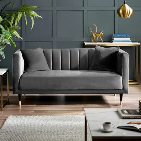 Julian Bowen Salma Scalloped Back 2 Seater - Grey