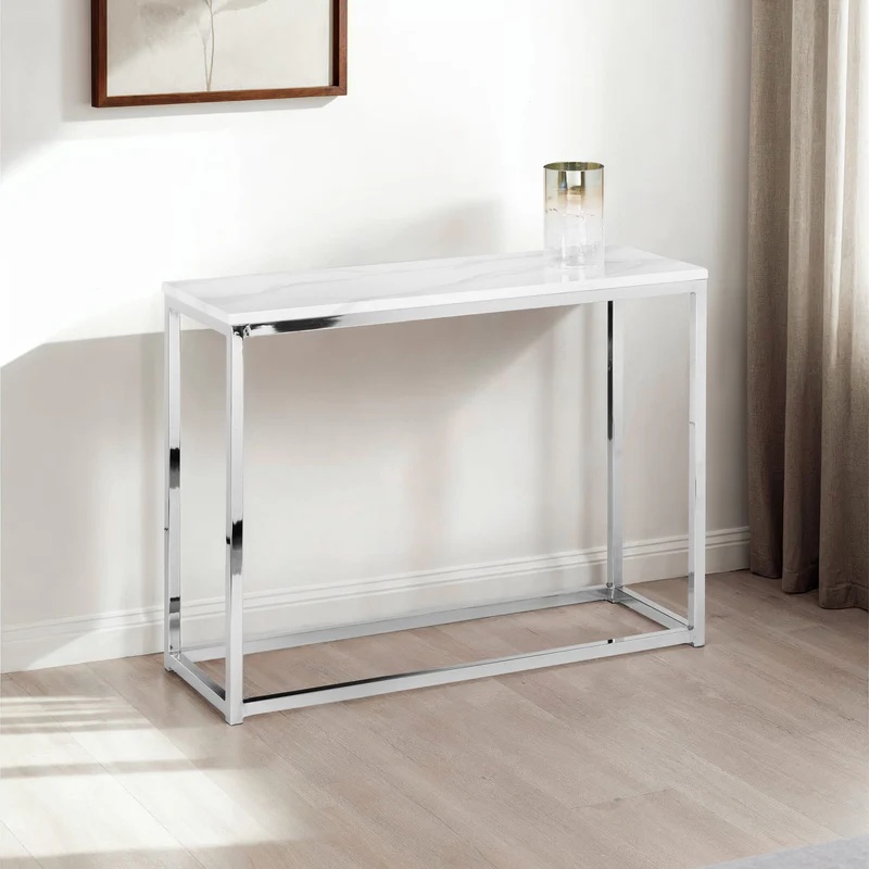 Julian Bowen Silver Scala Marble Top Console Table