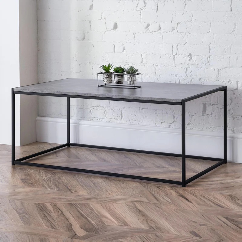 Julian Bowen Black Staten Rectangular Concrete Coffee Table