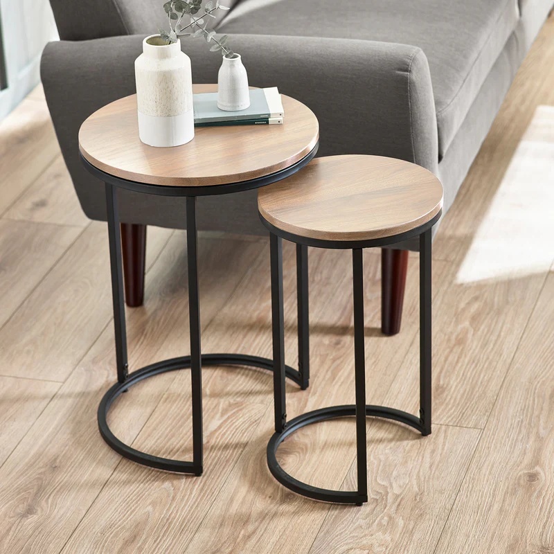 Julian Bowen Tribeca Round Nesting Side Tables Sonoma Oak