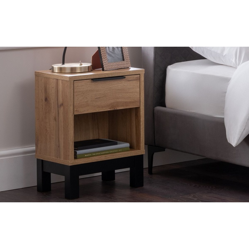 Julian Bowen Bali 1 Drawer Bedside - Light Oak
