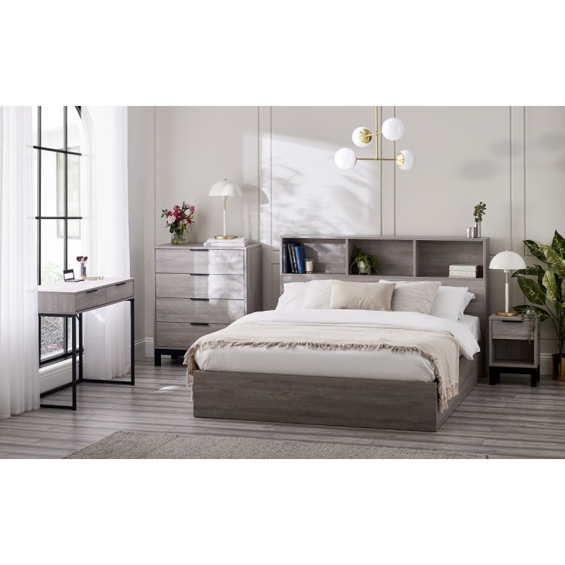 Julian Bowen Grey Bali Ottoman Storage Bedframe - Oak - 135Cm Double