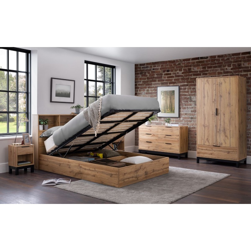 Julian Bowen Light Bali Ottoman Storage Bedframe - Oak - 90Cm Single