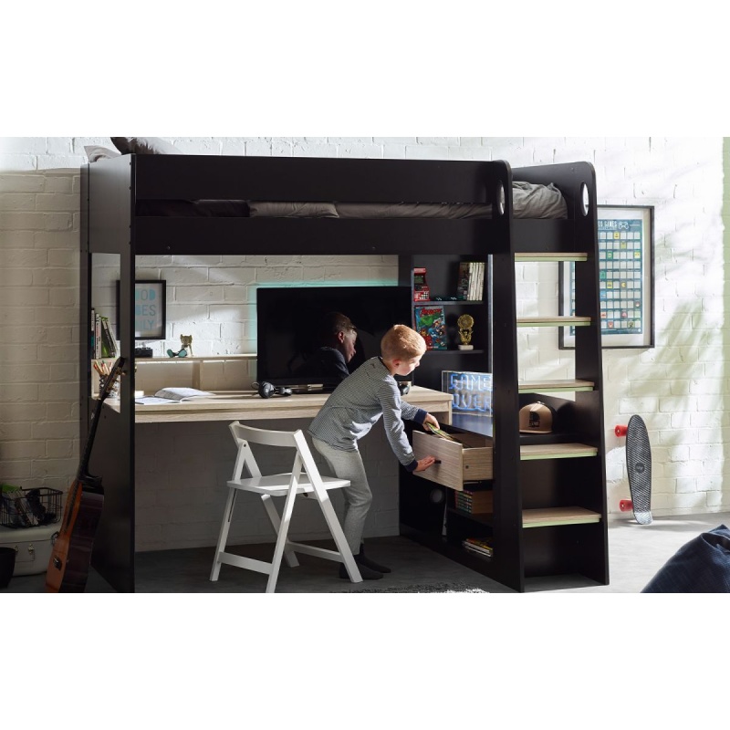 Julian Bowen Black Blaze Gaming Bunk Bed - And Pale Wood