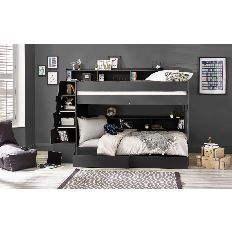 Julian Bowen Camelot Bunk Bed with Staircase - Anthracite