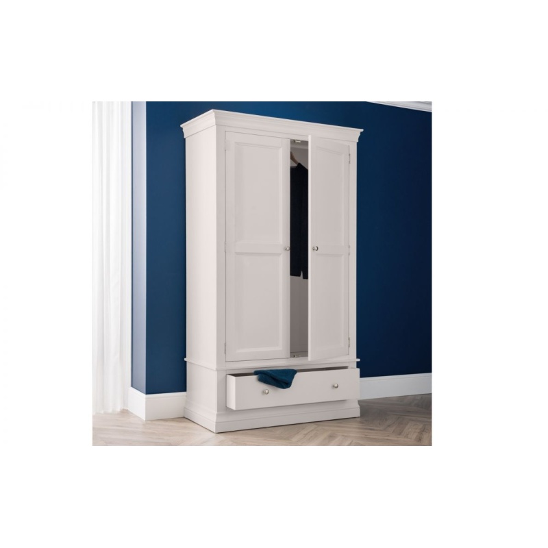 Julian Bowen Clermont 2 Door 1 Drawer Wardrobe - Light Grey