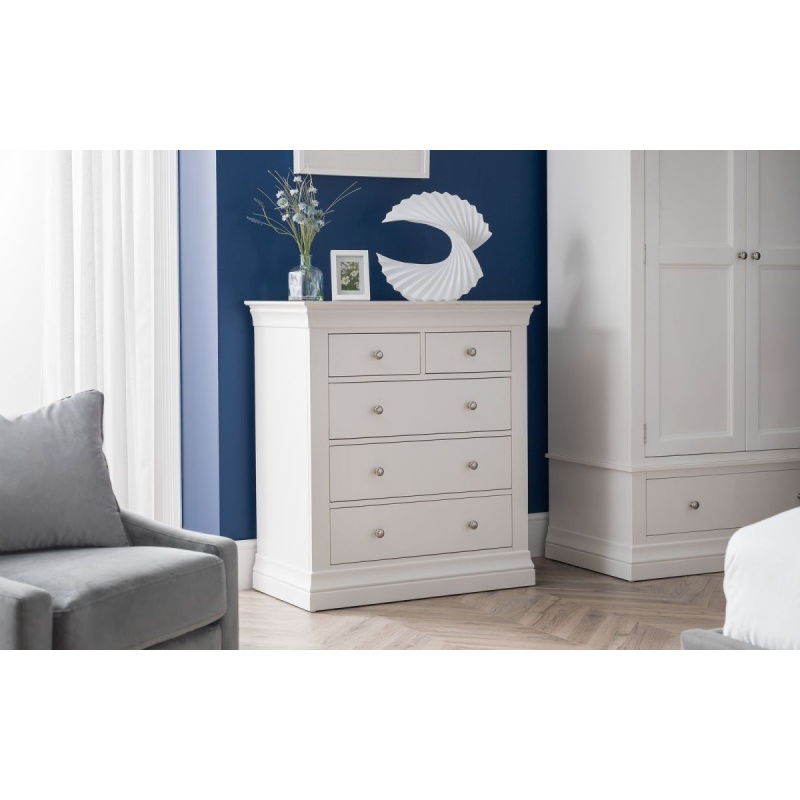 Julian Bowen Clermont 3+2 Drawer Chest - Light Grey