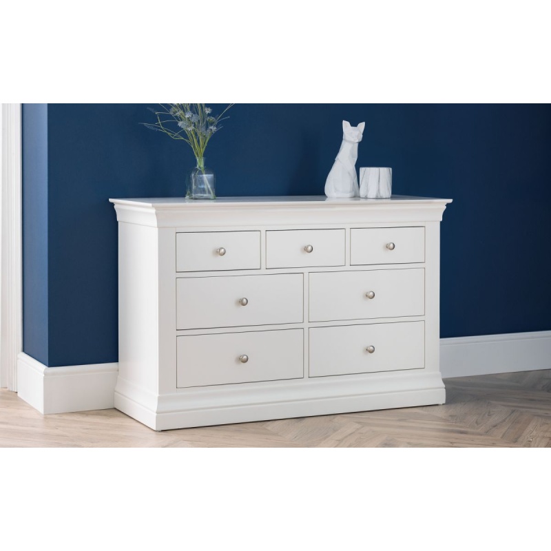 Julian Bowen Clermont 4+3 Drawer Chest - Light Grey