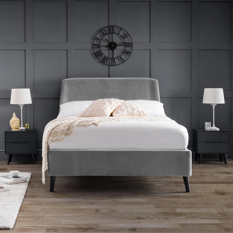 Julian Bowen Grey Frida Curved Velvet Bed - 135Cm Double