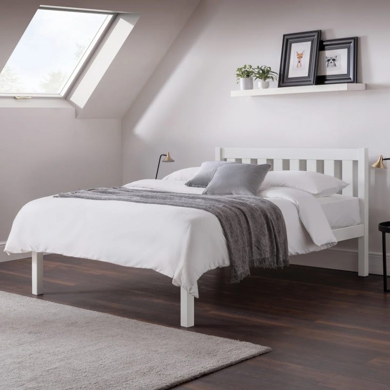 Julian Bowen White Luna Bed - Surf - 135Cm Double
