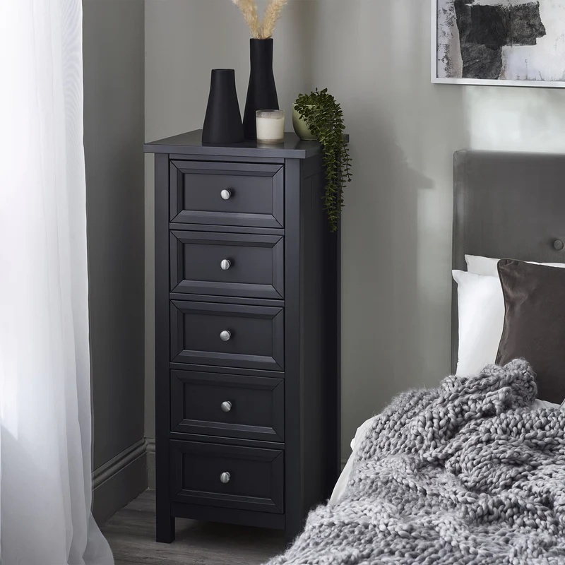 Julian Bowen Maine 5 Drawer Tall Chest - Anthracite