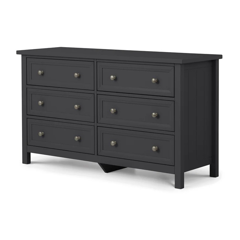 Julian Bowen Maine 6 Drawer Wide Chest - Anthracite