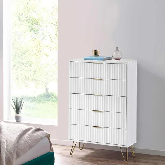 Julian Bowen Murano 5 Drawer Chest - Matt White
