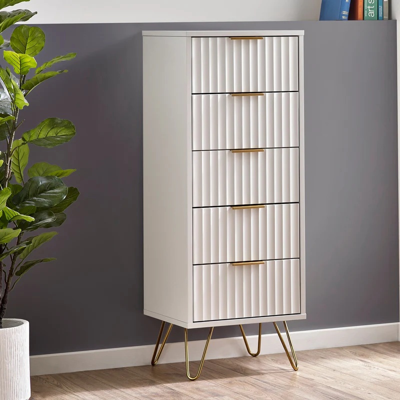 Julian Bowen White Murano 5 Drawer Tallboy - Matt