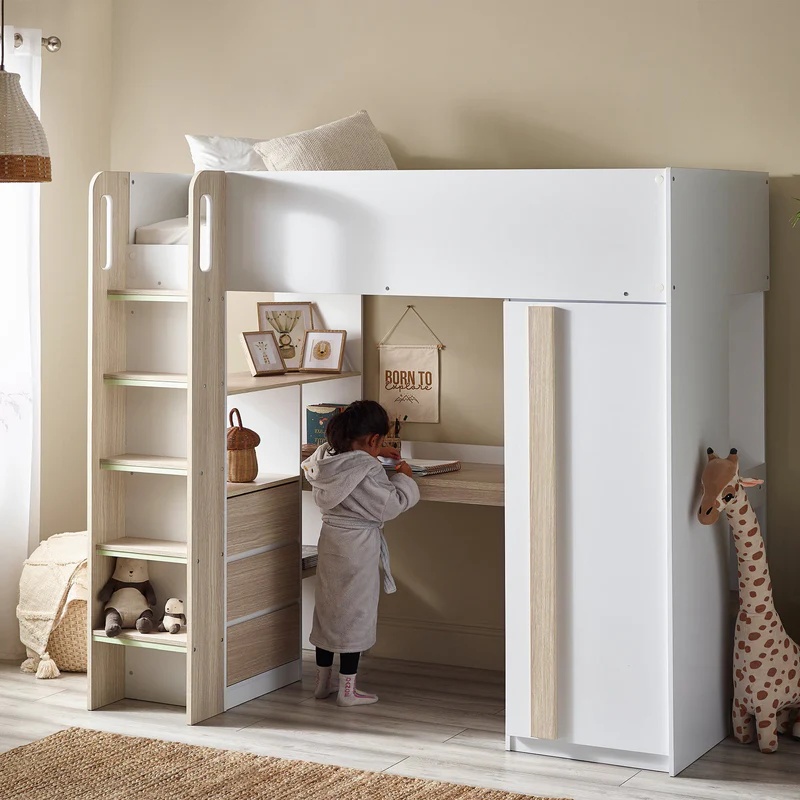 Julian Bowen White Ocean Highsleeper Pale Wood And