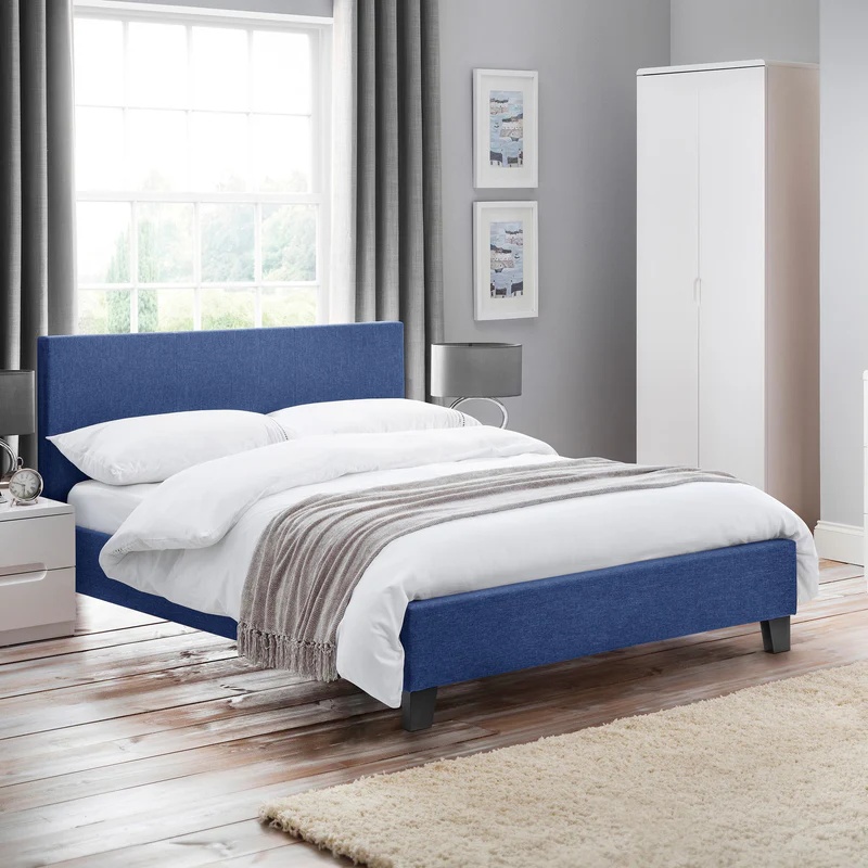 Julian Bowen Rialto Bed - Dark Blue Linen