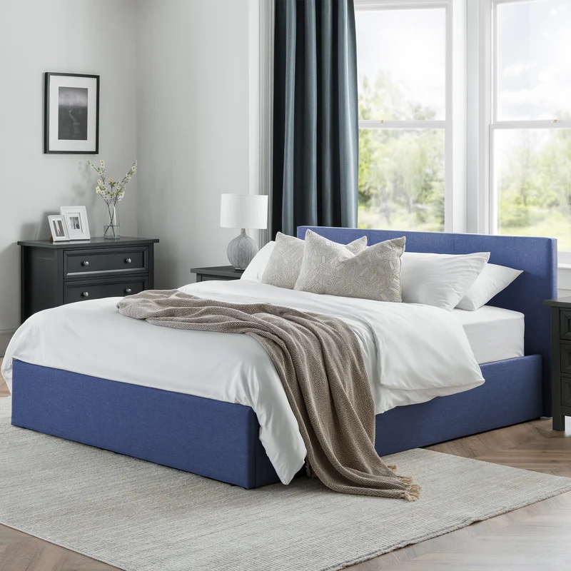 Julian Bowen Rialto Lift Up Storage Bed - Dark Blue Linen