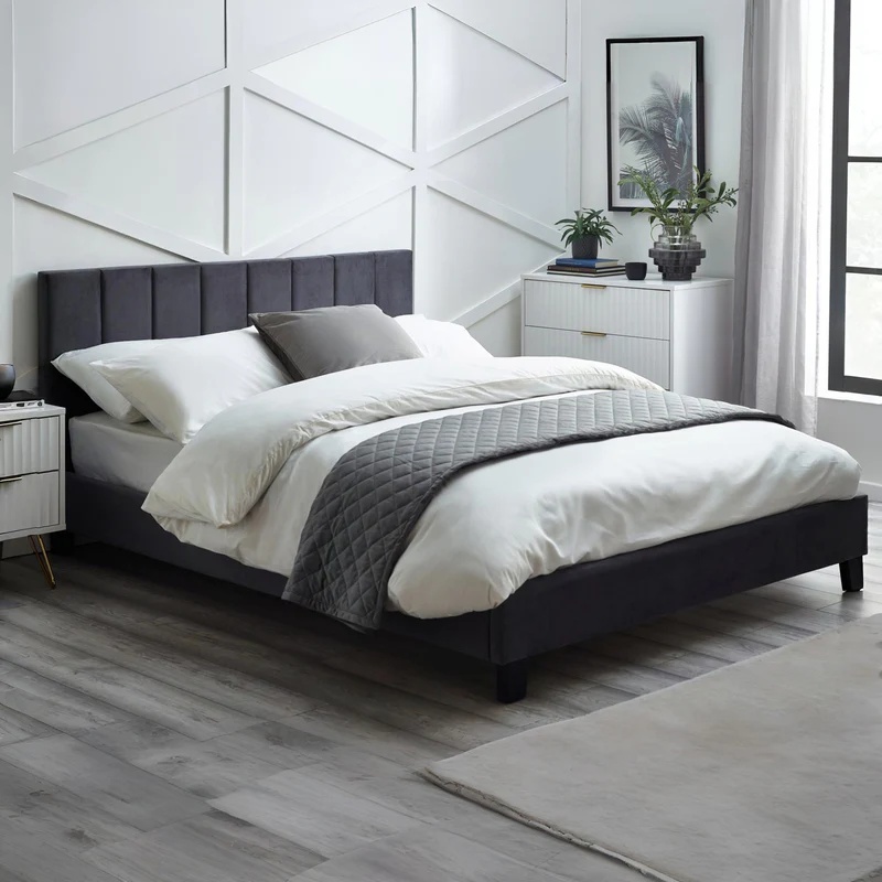 Julian Bowen Rosa Velvet Bed In A Box - Grey