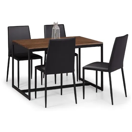 Julian Bowen Black Tribeca Dining Table - Walnut