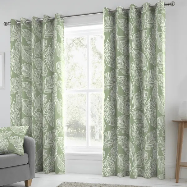 Fusion Green Matteo Lined Eyelet Curtains - 46 X 72