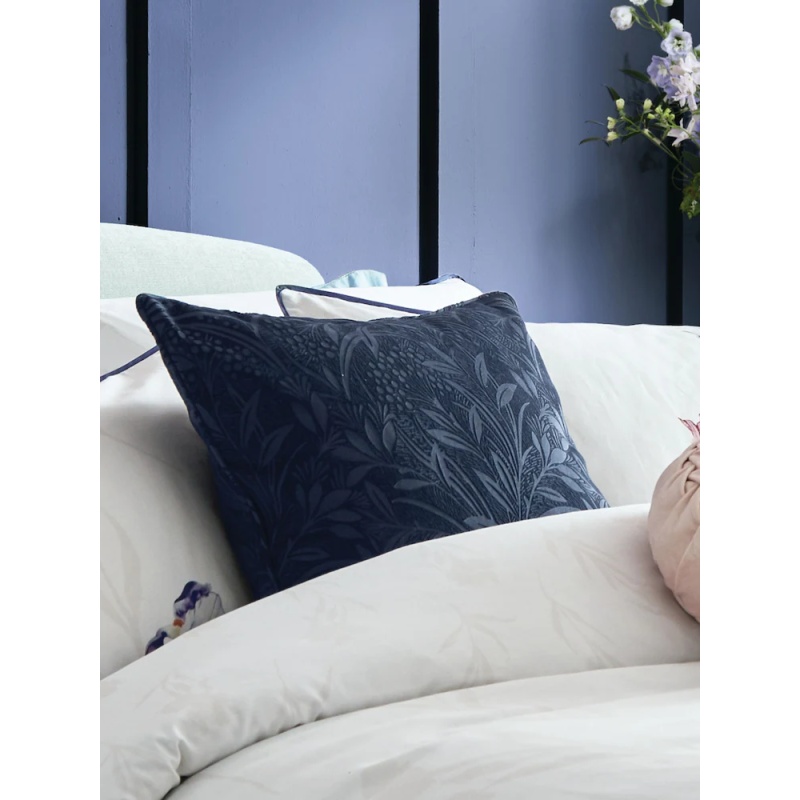 Laura Ashley Barley Embossed Cushion Midnight 50cm - Navy