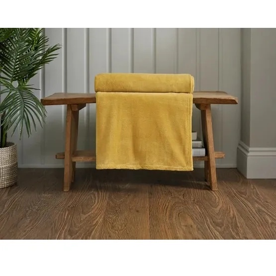 Deyongs Snuggle Touch Supersoft Fleece Throw. - Mustard