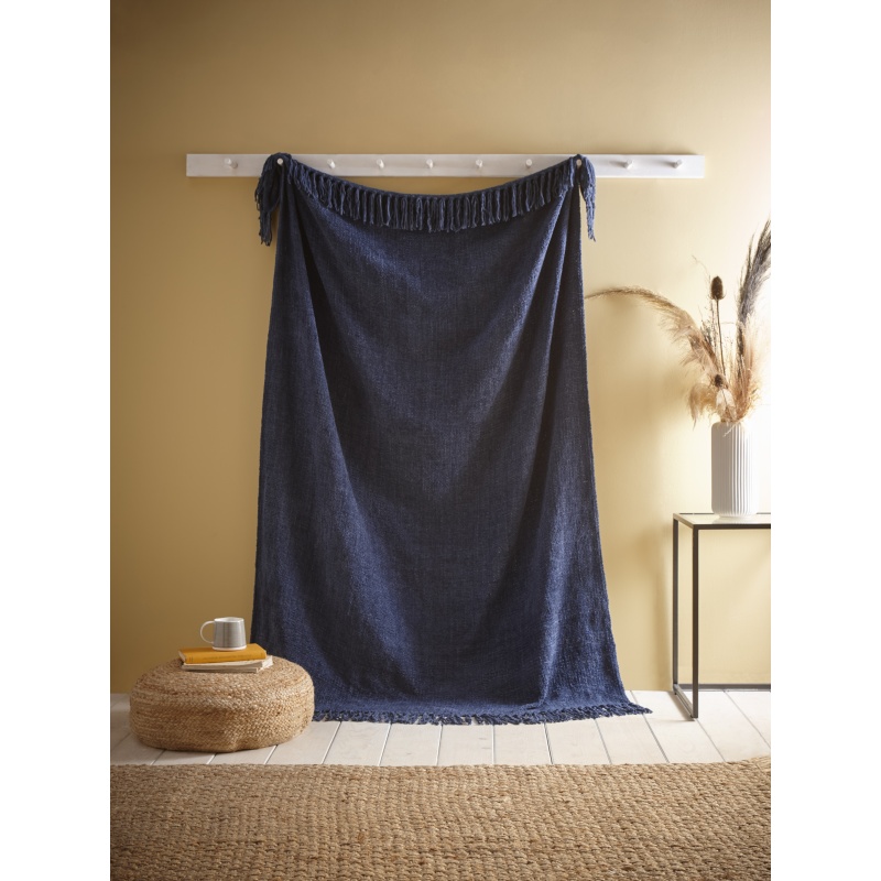 Appletree Soft Touch Chenille Throw 130Cm X 180Cm - Navy