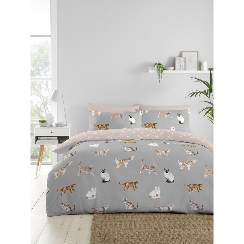 Fusion Grey Cats Duvet Set - Single