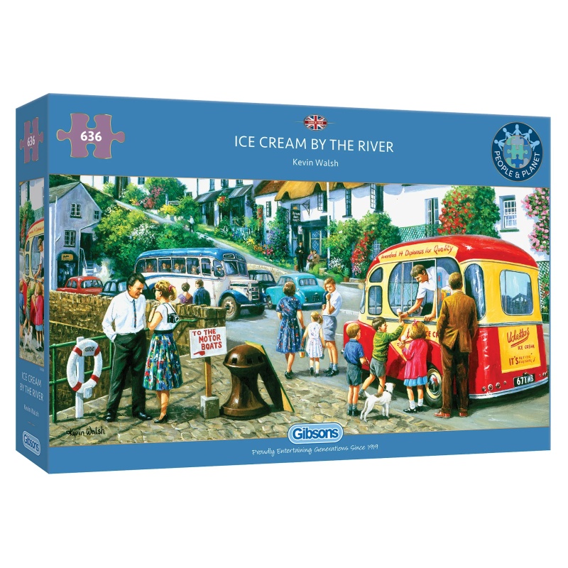 Image of Gibsons Ice Cream by the River 636 Piece Panoramic Puzzle In Multi