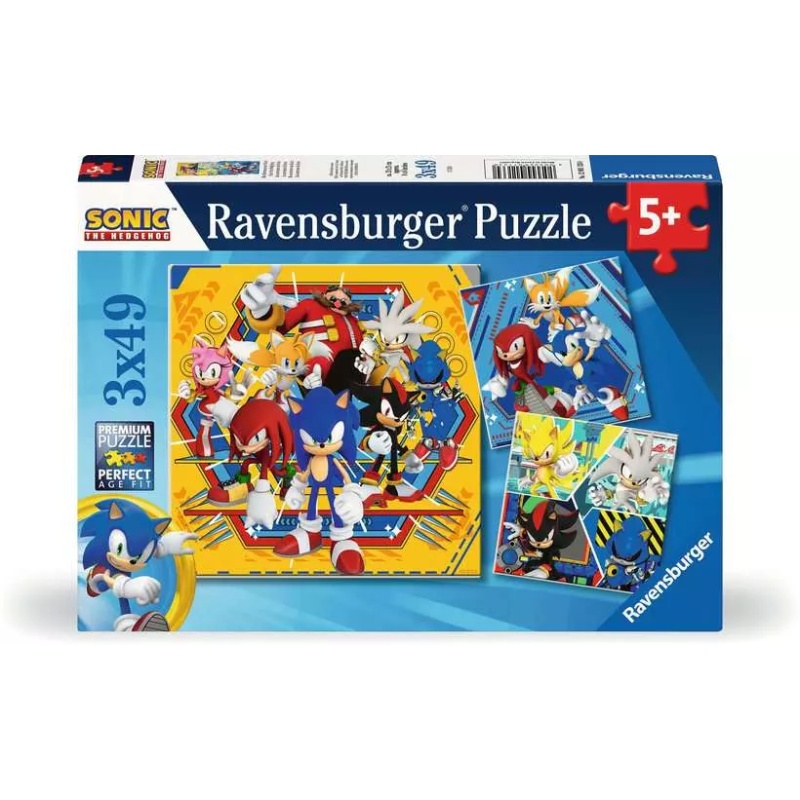 Ravensburger Silver Sonic The Hedgehog 3 X 49 Piece Puzzles