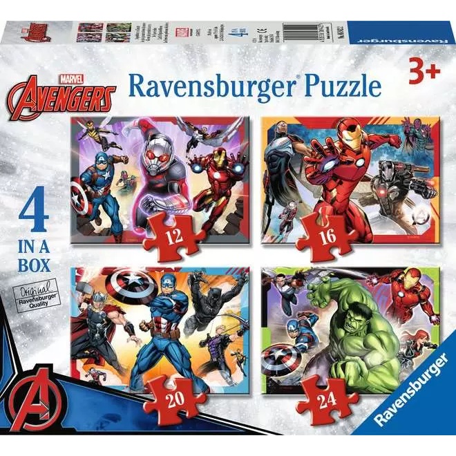 Ravensburger Black Avengers Assemble 4 In A Box Puzzle