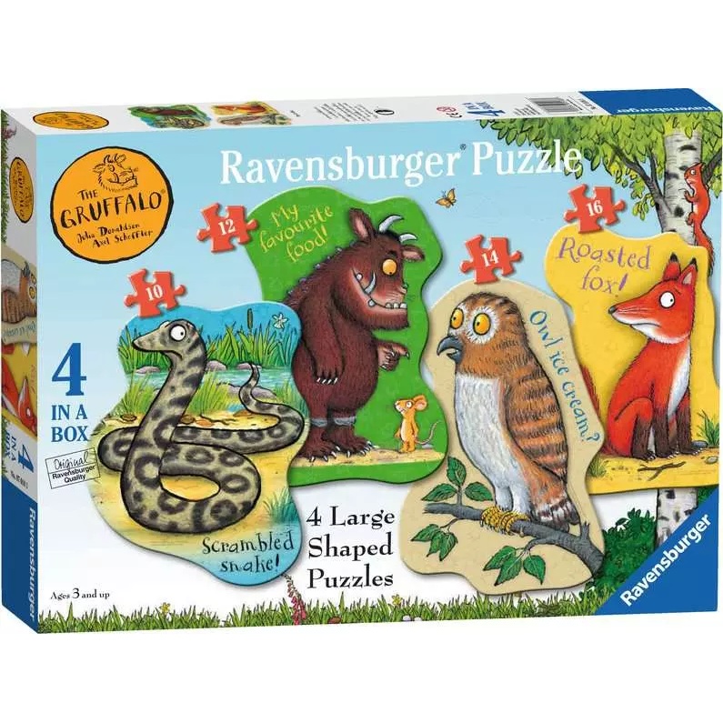 Ravensburger Cream/Dark The Gruffalo 4 Large Shaped Puzzles
