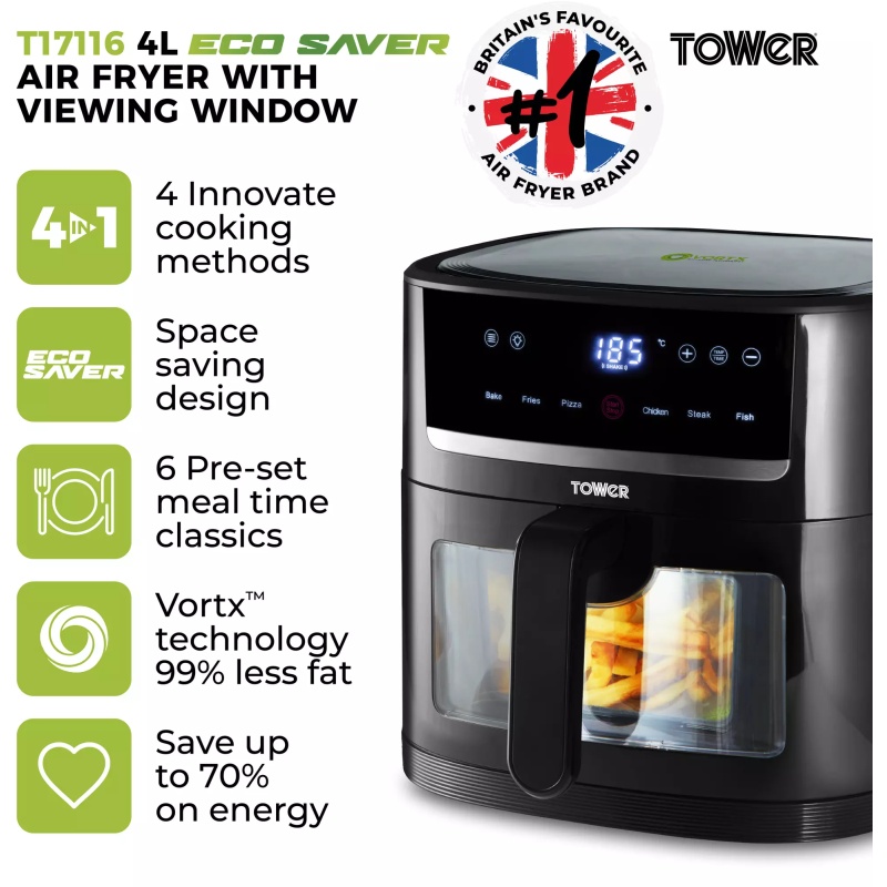 Tower T17116 4L Spacesaver Air Fryer