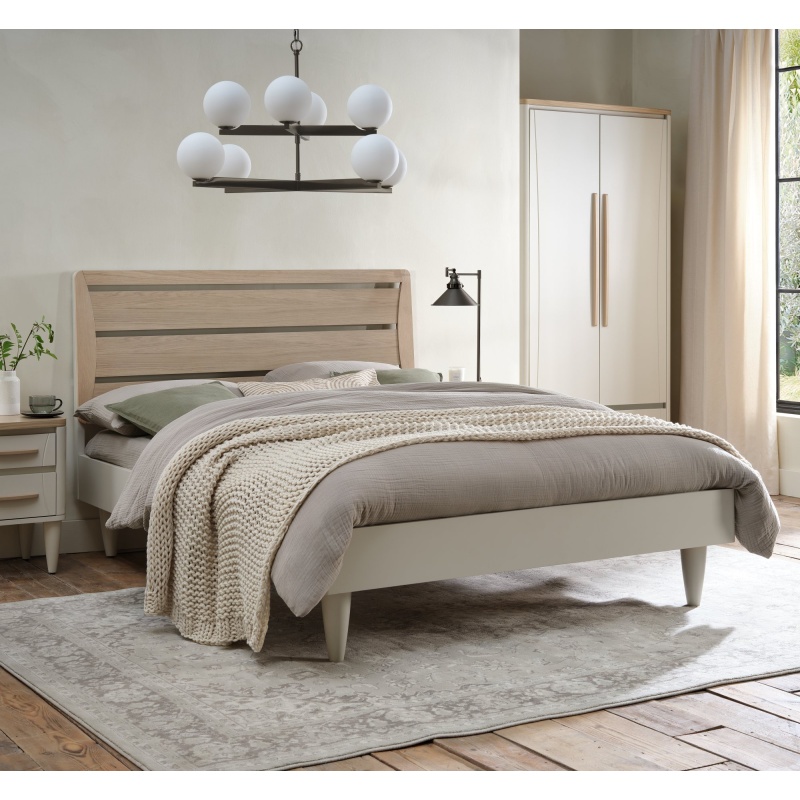 Bentley Designs Grey Delta Scandi Oak And Soft Slatted Bedstead - 135Cm Double
