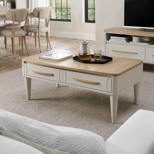 Bentley Designs Grey Delta Scandi Oak And Soft Rectangular Coffee Table