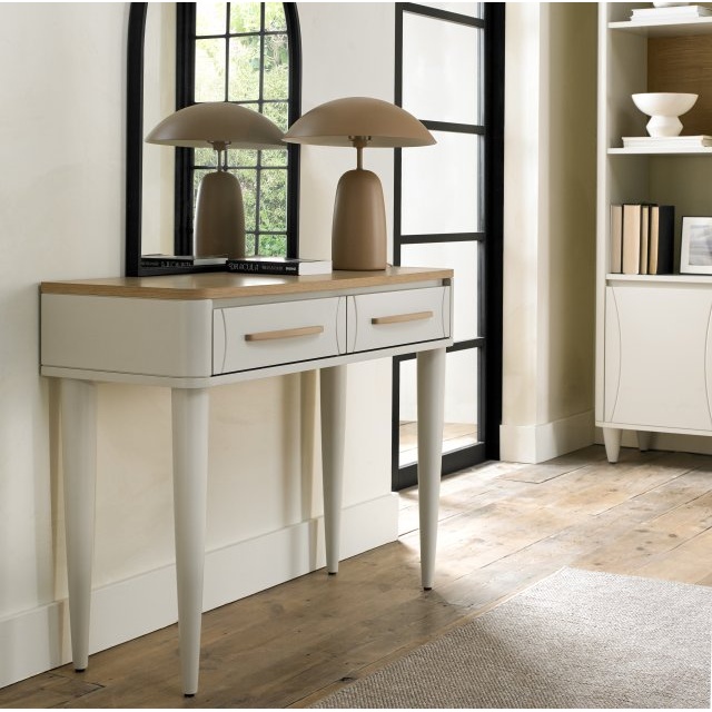 Bentley Designs Grey Delta Scandi Oak And Soft Console Table